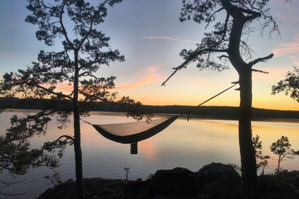 Scandtrack Kanutour Schweden Haengemattesonnenuntergang