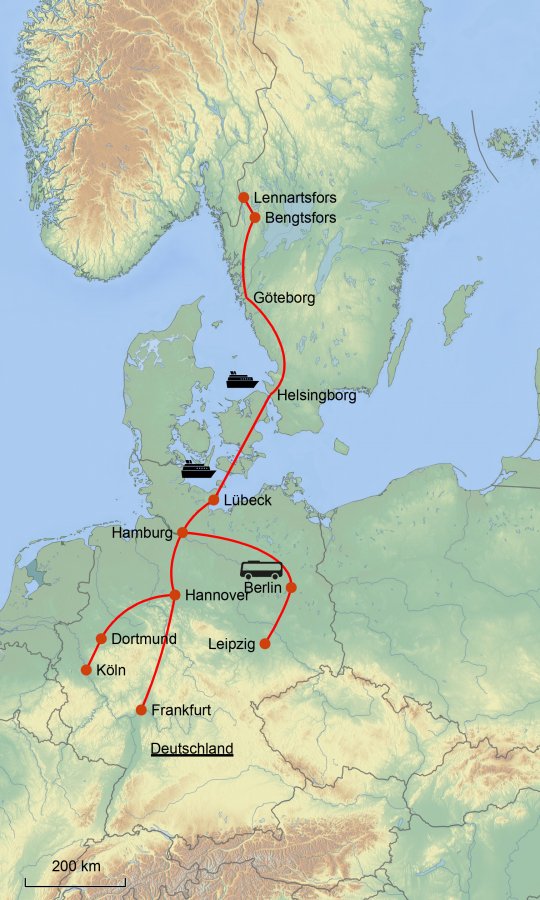 Scandtrack Kanutour Schweden Faehrroute