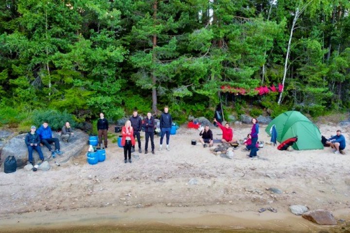 Scandtrack Kanutour Schweden Grppenbild-Drohne